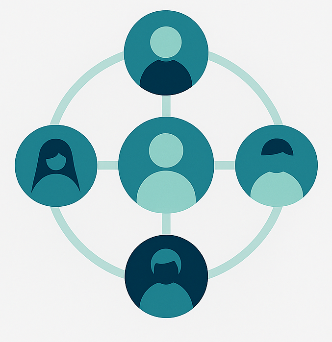 Icon representing connected users in a decentralized network